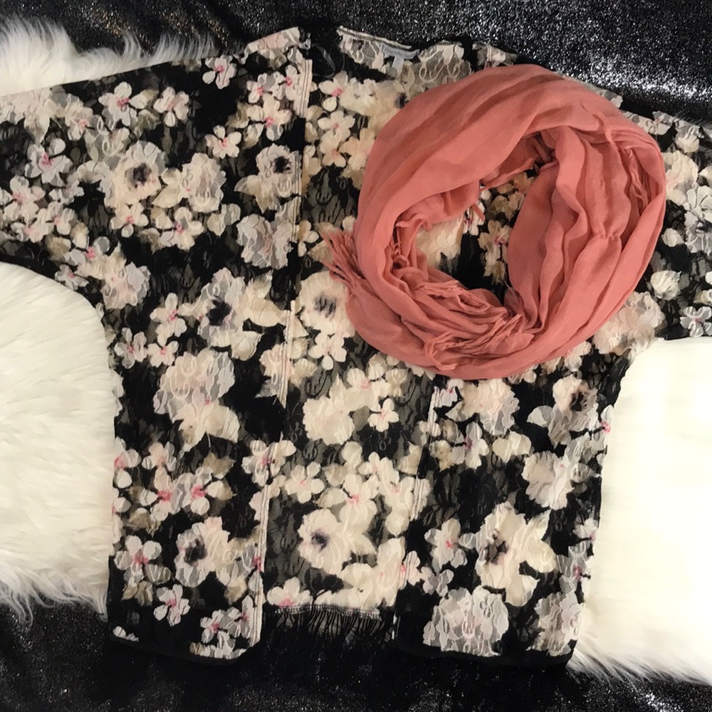 Floral Fringe Kimono
